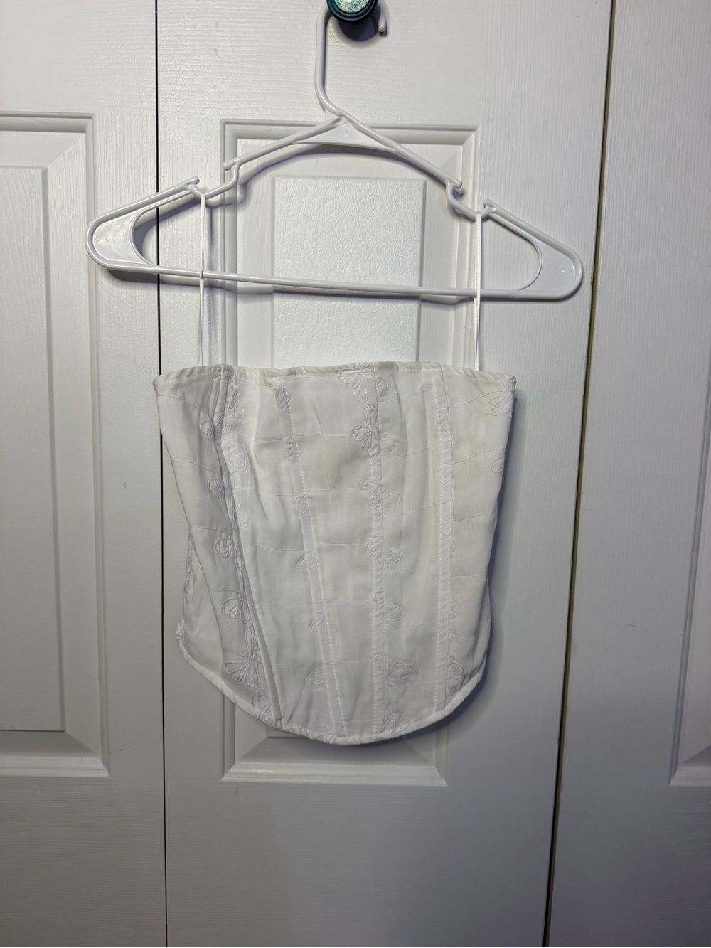 PacSun White Embroidered Strapless Corset Tank